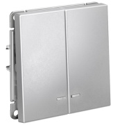 фото Выключатель двухклавишный с подсветкой  Systeme Electric GAL000353S