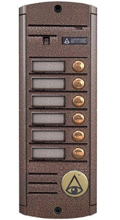 Вызывная панель Activision AVP-456 (PAL) TM Медь видео, накладная, 4-х проводная на 6 абонентов, со встроенным Touch Memory считывателем