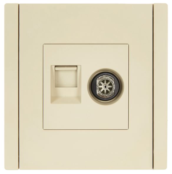 

Розетка комбинированная IEK FP-AK20-1-K10 FORTE&PIANO TV+RJ45 кат.5E FP436 ваниль, FP-AK20-1-K10