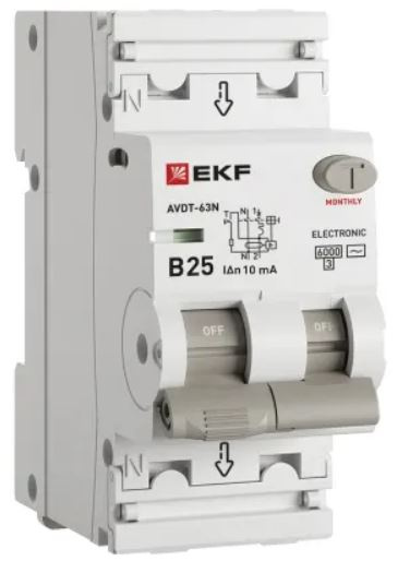 Изображение товара Автомат EKF D63N26E25B10 25 А 2П серия PROxima для освещения и защиты