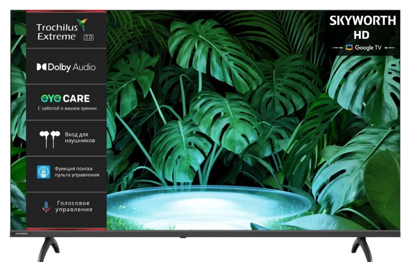 

Телевизор Skyworth 43E55G LED 43" Google TV Frameless черный FULL HD 60Hz DVB-T DVB-T2 DVB-C DVB-S DVB-S2 USB WiFi Smart TV, 43E55G