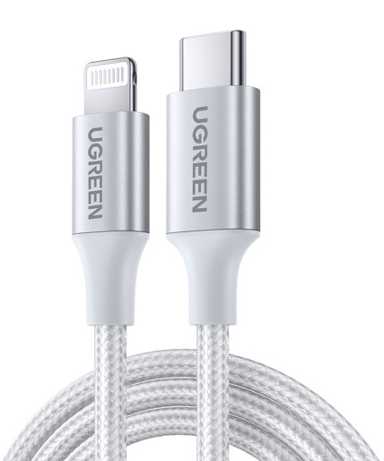 

Кабель UGREEN US304 70524 USB-C / Lightning M/M, 1,5м. серебристый, US304