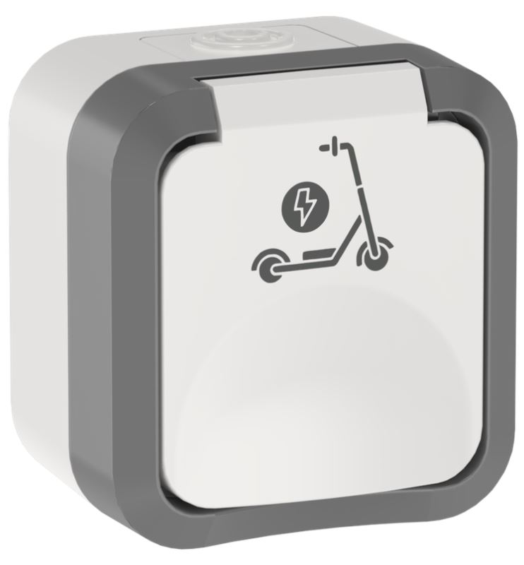 

Розетка с заземлением IEK TS-R110-16-55-K41 TORS защитными шторками с иконкой самокат 16А IP55 TS321 серо-белый, TS-R110-16-55-K41