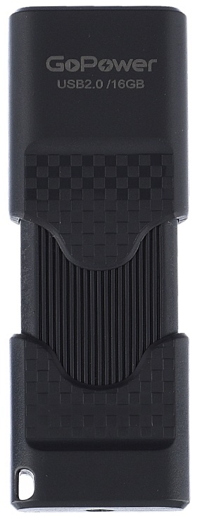 

Накопитель USB 2.0 16GB GoPower 00-00025963 SLIDER, пластик, черный матовый, 00-00025963