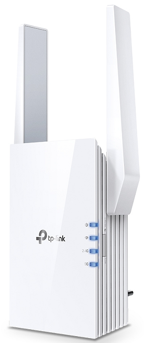 

Усилитель сигнала Wi-Fi TP-LINK RE605X AX1800, 1201 Мбит/с на 5 ГГц, 574 Мбит/с на 2,4 ГГц, 802.11ax (Wi-Fi 6), 2 внешние антенны, гигабитный порт, RE605X