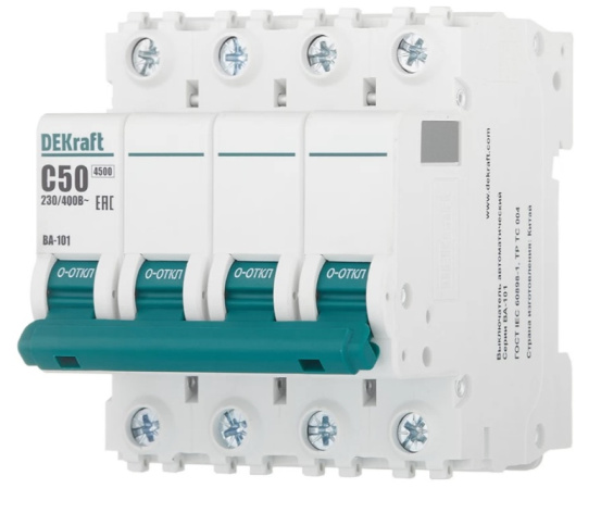 Изображение товара Автоматический выключатель DEKraft 11095DEK для защиты электросетей 50А IP20