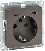 фото Розетка с заземлением с 2 USB  EKF UP1-SOM-111-2USBC