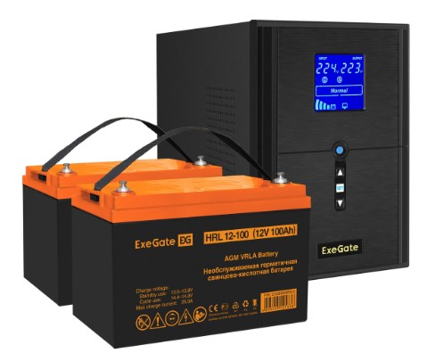 

Комплект Exegate SineTower SZ-2000.LCD.AVR.3SH.1C13.USB EX296851RUS ИБП EX295989RUS + батарея 100Aч EX285656RUS 2шт (инвертор, синус, для котла) 2000V, SineTower SZ-2000.LCD.AVR.3SH.1C13.USB