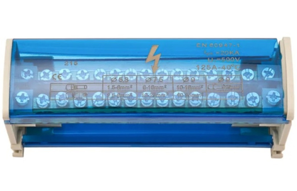 Изображение товара Изолированная шина Rexant для DIN-рейки 125 А 35 мм²