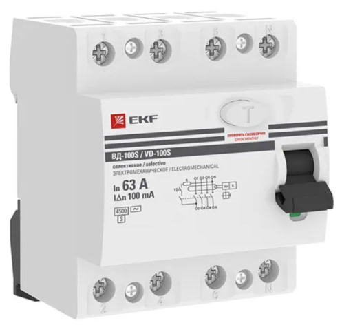 Изображение товара УЗО EKF elcb-4-63-100S-em-pro