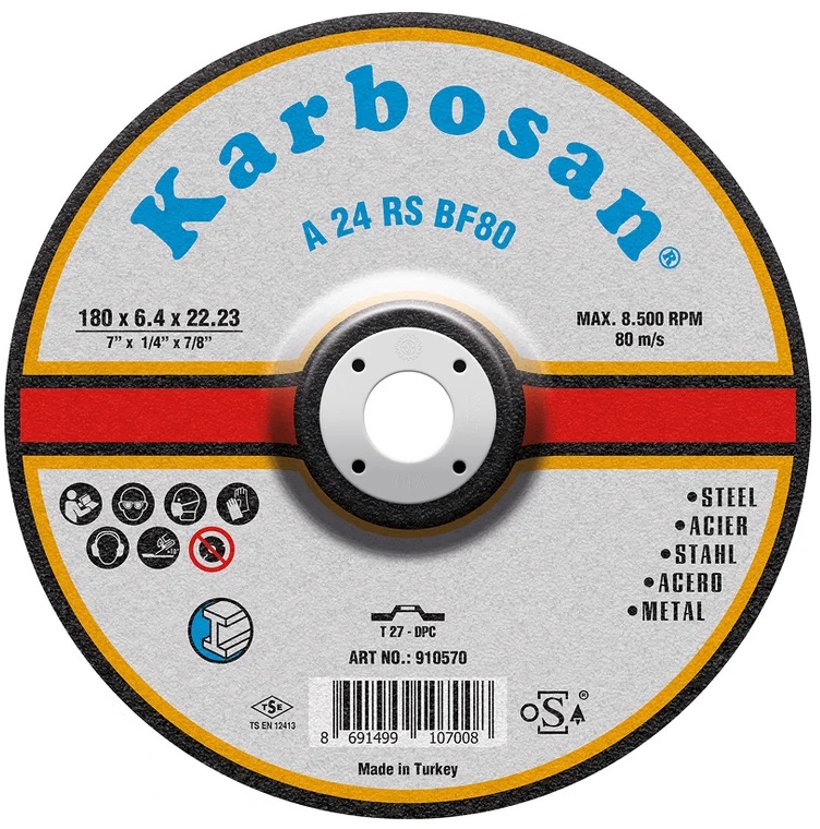 

Диск шлифовальный ООО САМ KAR-910570-10 Karbosan по металлу 180х6,4х22 10 шт, KAR-910570-10