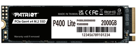 

Накопитель SSD M.2 2280 Patriot Memory P400 Lite 2TB, 3500/2700MB/s, TBW 1200, P400 Lite
