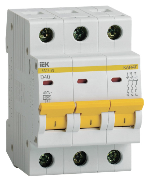 Изображение товара Автоматический выключатель IEK MVA20-3-040-D для защиты электросетей