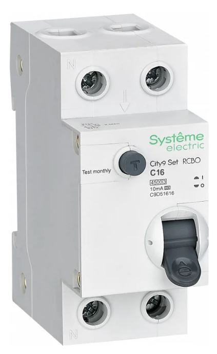 

Автомат дифференциальный Systeme Electric C9D51616 City9 Set 1P+N С 16А 4.5kA 10мА Тип-A 230В, C9D51616