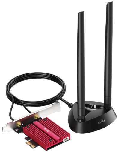 

Адаптер Cudy WE9300S BE9300 Wi-Fi 7 Bluetooth 5.4 PCI Express with Heatsink and Magnetized Antenna Base, Intel BE200 module,Tri-band 2T2R, 5.8Gbps@6Gh, WE9300S