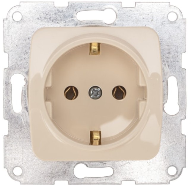 

Розетка KRANZ KR-78-0241 DEA 1-ая с/з с/у 16А мех. бежевая, KR-78-0241