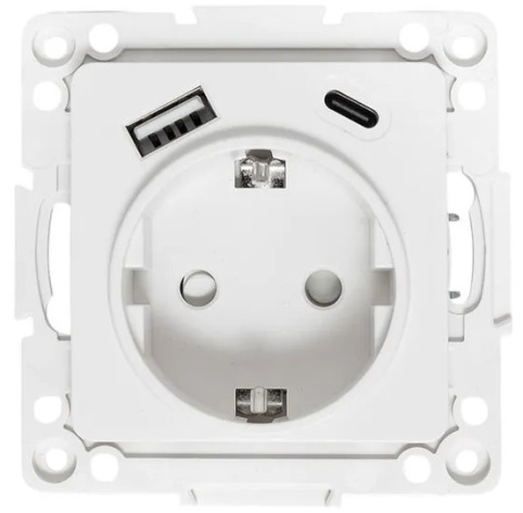 фото Розетка с заземлением с 2 USB  EKF EYR16-2USB-typeA-typeC в Челябинске