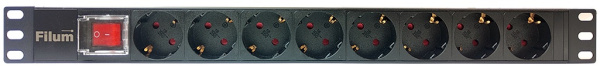 Изображение товара Блок розеток 19", 8 розеток Filum FL-PDU19-8SCH-PS-C14 (УЦЕНЕННЫЙ)