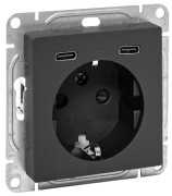 фото Розетка с заземлением с 2 USB  EKF UP1-SOB-111-2USBC