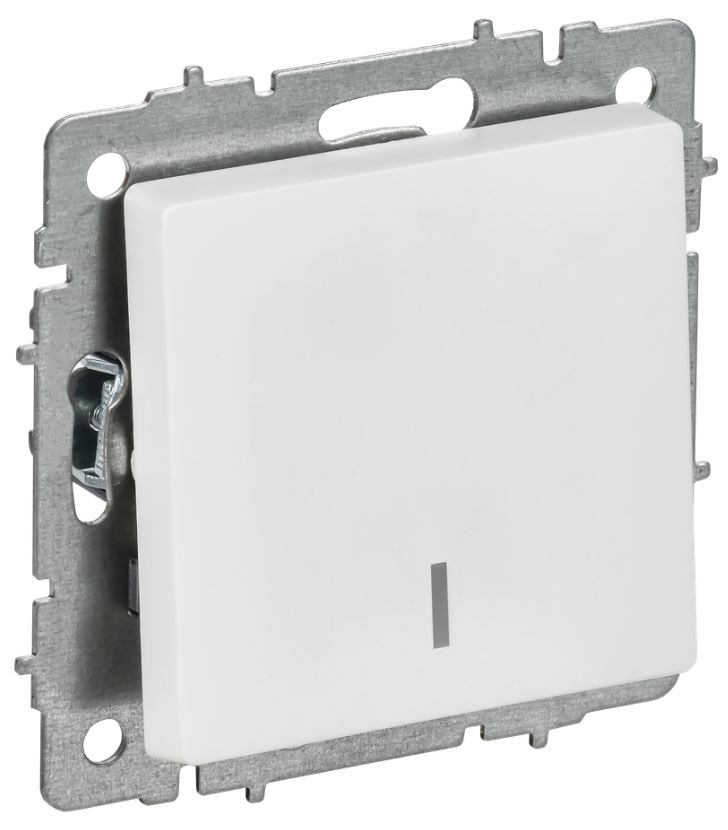 

Переключатель одноклавишный IEK BR-V12-1-10-K91 BRITE с индикацией 10А ВС10-1-7-БрАБ арктический белый, BR-V12-1-10-K91