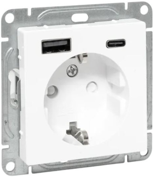 

Розетка с заземлением с 2 USB EKF UP1-SOW-111-USBA+USBC Type A+С , 16А, со шторками, белый Эпика, UP1-SOW-111-USBA+USBC