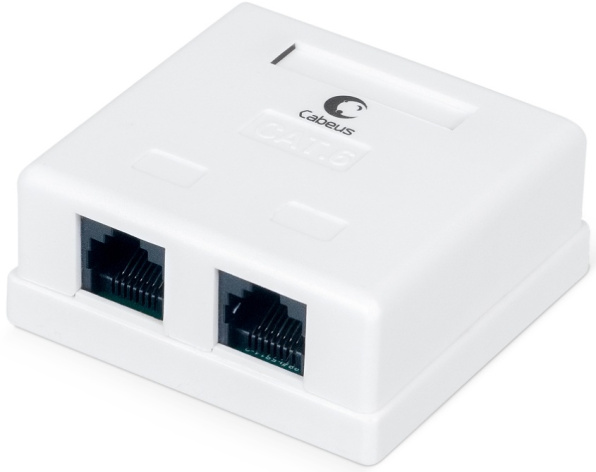 Изображение товара Розетка Cabeus WS-8P8C-Cat.6-2 двойная стационарная для Ethernet на стену