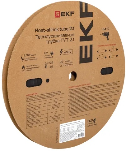 

Термоусаживаемая трубка EKF tut-12-b ТУТ нг 12/6 черная рулон, tut-12-b