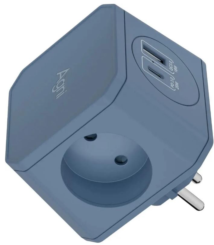 

Тройник AGNI TP-WJ2U3E-blue 3 розетки, 16А, 4000Вт, 220-250В, USB, Type-C, синий, TP-WJ2U3E-blue