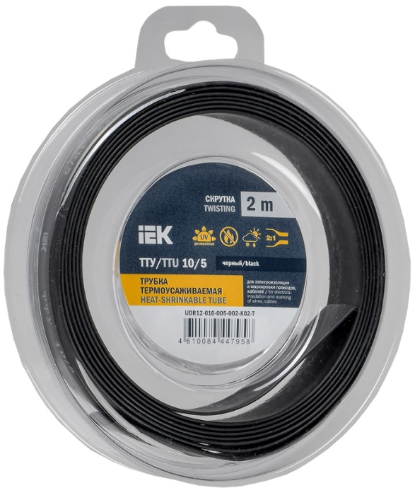 

Трубка термоусадочная IEK UDR12-010-005-002-K02-T ТТУ нг-LS 10/5 черная (2м/упак), UDR12-010-005-002-K02-T