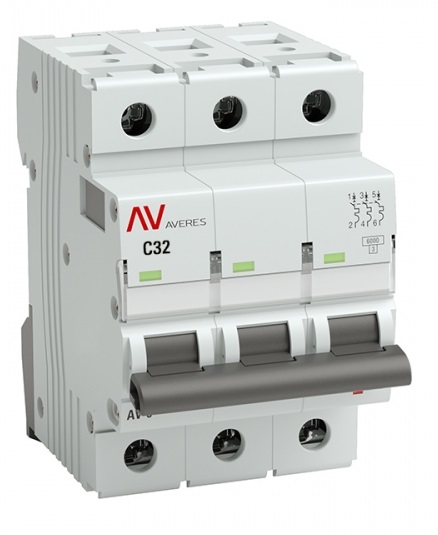 

Автоматический выключатель EKF mcb6-DC-3-32C-av AV-6 DC 3P 32A (C) 6kA AVERES, mcb6-DC-3-32C-av