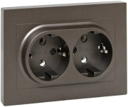 фото Розетка двухместная с заземлением в сборе  EKF UP1-SOM-210