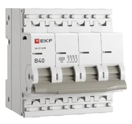 

Автоматический выключатель EKF M636440B 4P 40А (B) 6кА ВА 47-63N PROxima, M636440B