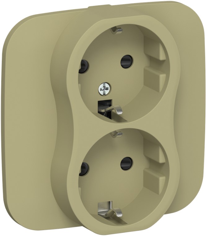 

Розетка двухместная с заземлением IEK FI-R24A-16-1-K26 FLITE с защитными шторками безвинтовое крепление 16А РСш12-1-А-ФлО оливковый, FI-R24A-16-1-K26