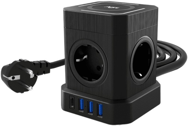 Сетевой фильтр AGNI TP-VE4U5E-C-W-2m-black