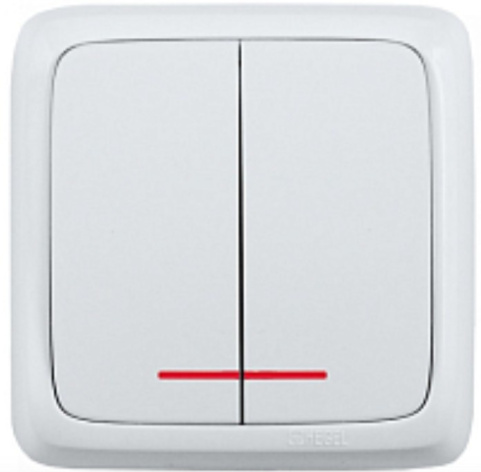 Изображение товара Выключатель двухклавишный HEGEL ВА16-154 для управления освещением