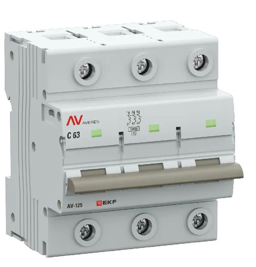 

Автоматический выключатель EKF mcb125-3-63D-av AV-125 3P 63A (D) 10kA AVERES, mcb125-3-63D-av
