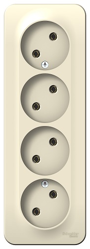 

Розетка Schneider Electric BLNRA000412 4-я б/з без шторок 16А, 250В, изолир. пластина Молочная наруж, BLNRA000412