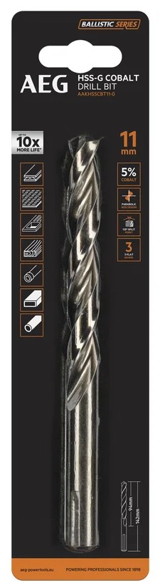 

Сверло AEG AAKHSSCBT11-0 4932479341 с кобальтом 1шт.11.0х142mm, AAKHSSCBT11-0