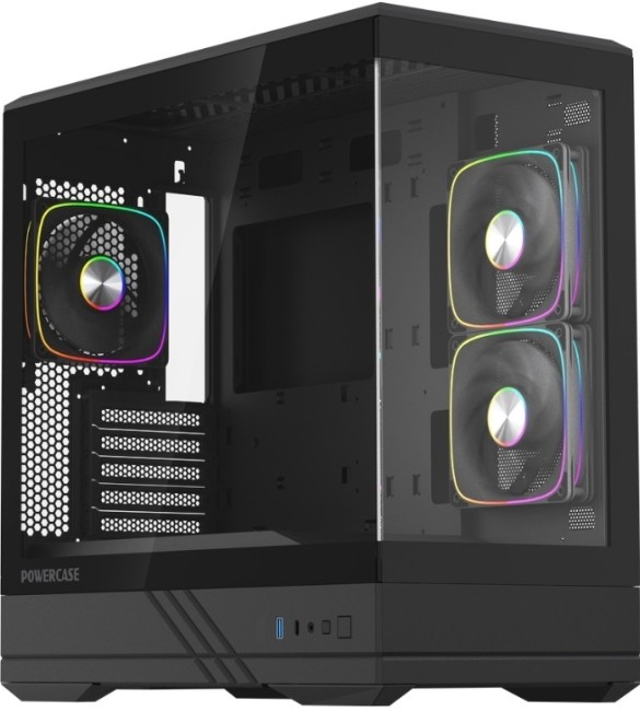 

Корпус mATX Powercase CMGT3B-A3 без БП, черный, боковая панель из закалённого стекла, USB 3.0, USB Type-C, CMGT3B-A3