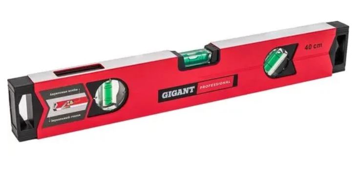 

Уровень Gigant GPGW-40-1 Professional алюминиевый магнитный, 400 мм, 3 глазка, фрезерованный, GPGW-40-1