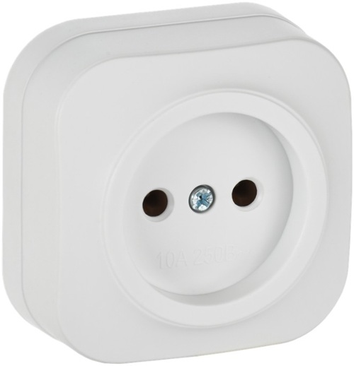 

Розетка без заземления IEK ERH10-K01M-10 GLORY для открытой установки без защитных шторок 10А РС20-2-ХБм белый матовый, ERH10-K01M-10