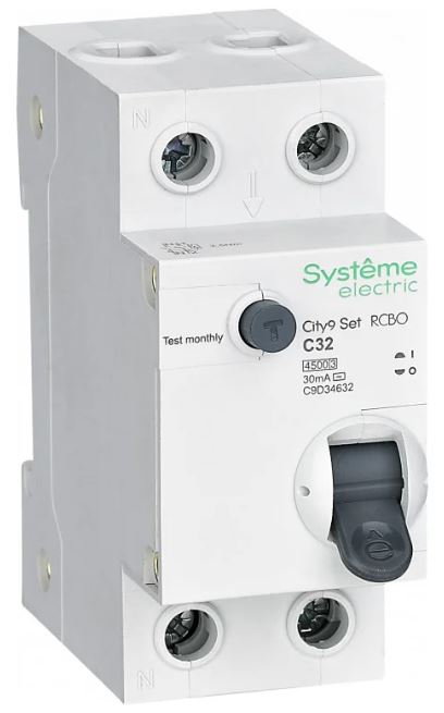

Автомат дифференциальный Systeme Electric C9D34632 City9 Set 1P+N С 32А 4.5kA 30мА Тип-AС 230В, C9D34632