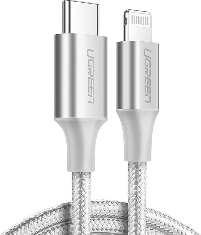 

Кабель интерфейсный UGREEN 70525 USB-C to Lightning, 2 м. Цвет: серебристый, 70525