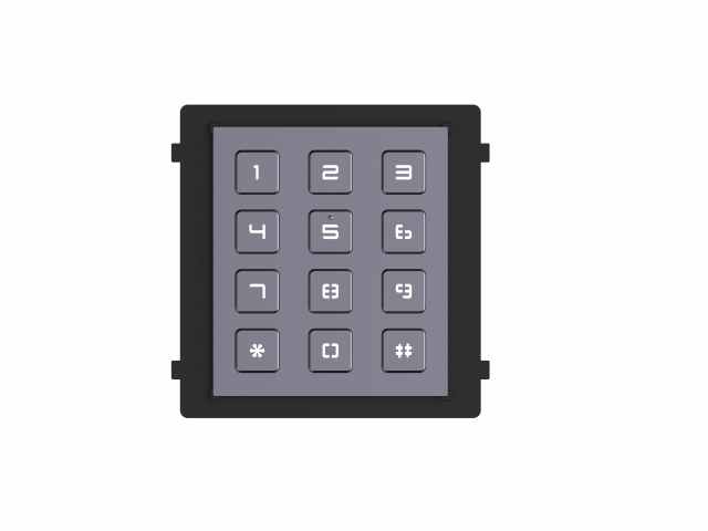 

Модуль HIKVISION DS-KD-KP клавиатуры, 12 клавиш с антивандальным исполнением, модульный разъем 1+1, DC12В, 2Вт, IP65, IK7, металл, DS-KD-KP