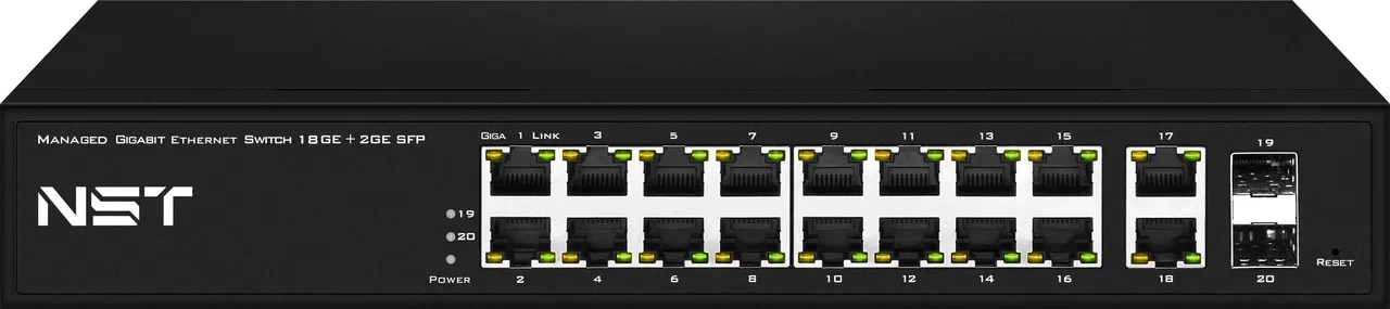 

Коммутатор управляемый NST NS-SW-18G2G-L L2+ Gigabit Ethernet на 20 портов, NS-SW-18G2G-L