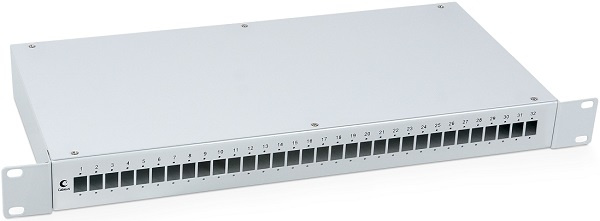 Изображение товара Оптический стойкий кросс Cabeus FO-19-32SC с герметичными вводами и сплайс-кассетами