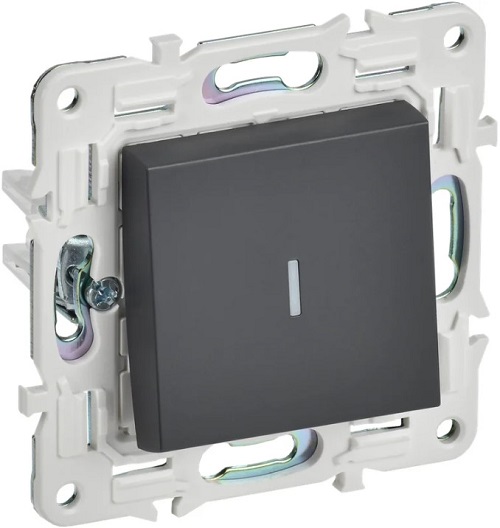 

Выключатель одноклавишный с подсветкой IEK SK-V10-1-10-K48 SKANDY 10А SK-V07T Титан, SK-V10-1-10-K48