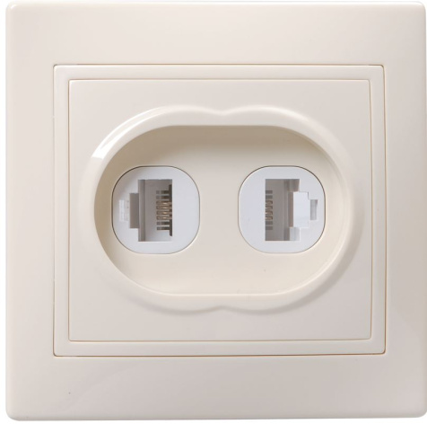 Изображение товара Розетка IEK EIK10-K33-DM с разъемами RJ-11 и RJ-45, глянцевая