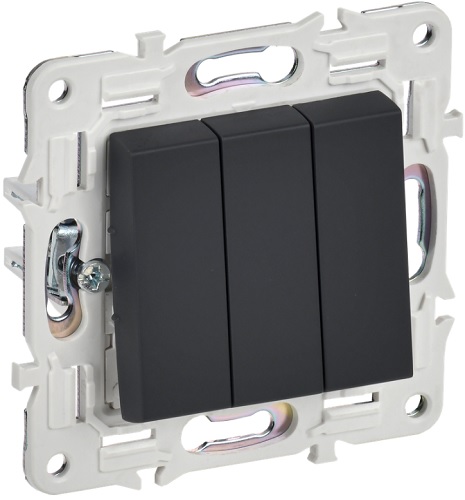 

Выключатель трехклавишный IEK SK-V30-0-10-K53 SKANDY 10А SK-V11G графит, SK-V30-0-10-K53