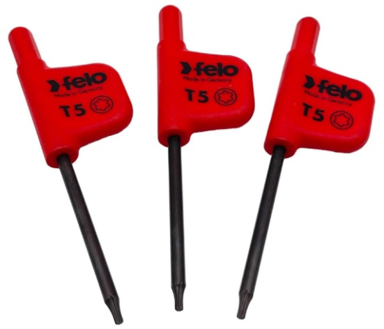 Изображение товара Профессиональный флажковый ключ Torx5 Felo 34810550 3 шт Инструмент из стали